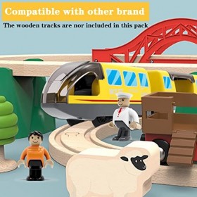 LiRiQi Train de locomotives à Piles, Ensemble de Jouets Magnétique de Train électrique pour Voie Ferrée en Bois Compatible av