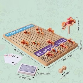 Decorhome Société Course Chevaux, Jeux Société Course Jouets en Bois, Course Chevaux Éducatif, Jeu Familial avec Dés Et Carte