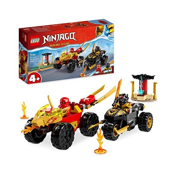 LEGO 71789 Ninjago Le Combat en Voiture et en Moto de Kai et Ras, Jouet Ninja de Course pour Enfants Dès 4 Ans avec 2 Minifig