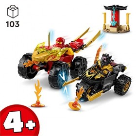 LEGO 71789 Ninjago Le Combat en Voiture et en Moto de Kai et Ras, Jouet Ninja de Course pour Enfants Dès 4 Ans avec 2 Minifig