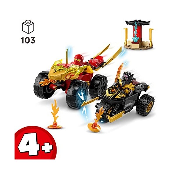LEGO 71789 Ninjago Le Combat en Voiture et en Moto de Kai et Ras, Jouet Ninja de Course pour Enfants Dès 4 Ans avec 2 Minifig