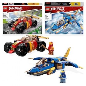 LEGO Pack Ninjago : Comprend La Voiture de Course Ninja de Kai – Évolution 71780 et Le Jet Supersonique de Jay – Évolution 