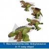 Jurassic World Figurines Dinosaures Transformables Tyrannosaurus Rex Et Ankylosaure Transformation Féroce Double Danger, 8 À 