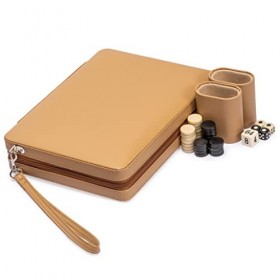 Ensemble de Jeu de Mini-Backgammon de Voyage magnétique en Similicuir Yellow Mountain Imports, Bozcaada - Plateau de 23,5 cen