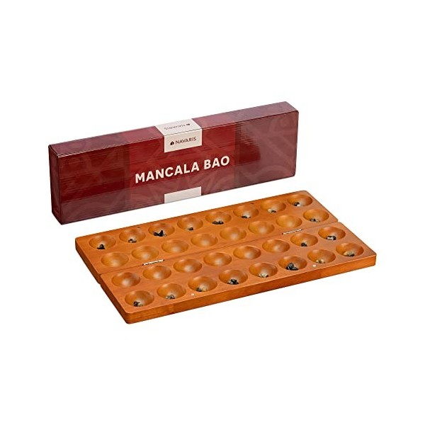 Navaris Mancala Jeu de société - Jeu de Plateau en Bois pour 2 Stimulation Intelligence et capacités cognitives - Jeu de stra