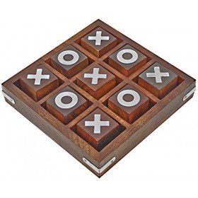 SKAVIJ Jeu De Plateau en Bois Indien Fait Main Tic Tac Toe