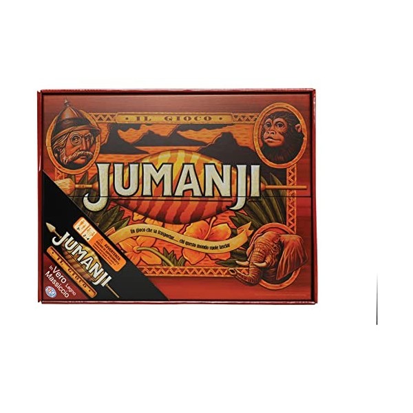 Cardinal Games 6045571 Jumanji en bois de luxe - Jeu rétro classique des années 90, langue italienne