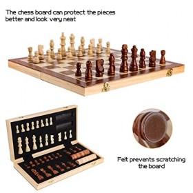 LgowithU Jeu déchecs en bois de 38,1 cm pour adultes et enfants, jeu déchecs et de dames, plateau de jeu magnétique pliable