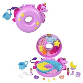 Polly Pocket Coffret Bouée Licorne Sparkle Cove Adventure Avec 2 Mini-Figurines, 12 Accessoires, 2 Éléments Qui Changent De C