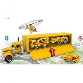 JUINSA 701351 Chariot de Garage 24 cm + 4 véhicules + Accessoires, Multicolore