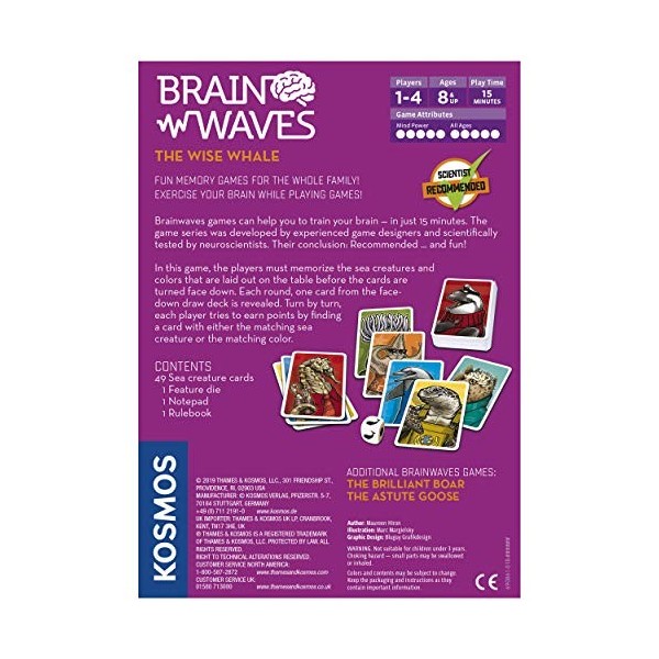 Thames & Kosmos 690861 Brainwaves: The Sise Whale | Entraînement du Cerveau pour Toute la Famille | Jeu de mémoire Rapide, 1 