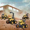 Arozxin Jouets Camion Monstre de Construction - 4pcs Excavator, Mixer, Crane, Dump Trucks Toy | Push and Go Friction Powered 