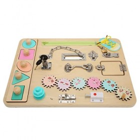 Changor Verrouille Le Tableau dactivité, Planche de compétences en Bois épaissi pour Tout-Petits résolution de problèmes pou