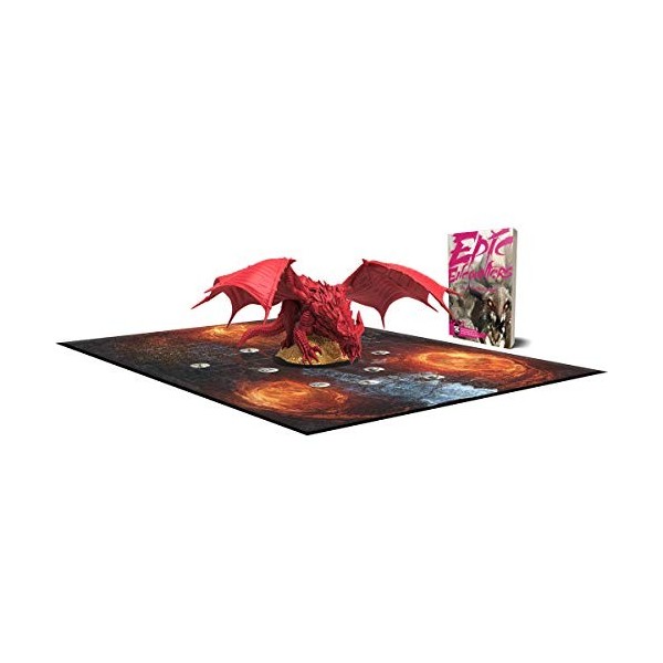 Epic Encounters: Lair of The Red Dragon RPG Fantasy Jeu de Table avec Une énorme Figurine Boss, Tapis de Jeu Double Face et L