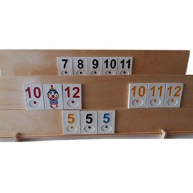 Grand rummy dans une boîte en bois faite à la main - Blanc - Pièces de rummi - stratégie de voyage - Carrelage de mémoire fam