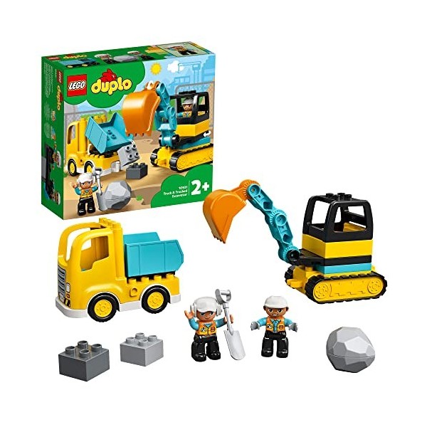 LEGO Duplo 10931 Le Camion et la Pelleteuse - Jeux de Voiture sur Le théme du Chantier pour Les Enfants de 2 Ans et Plus