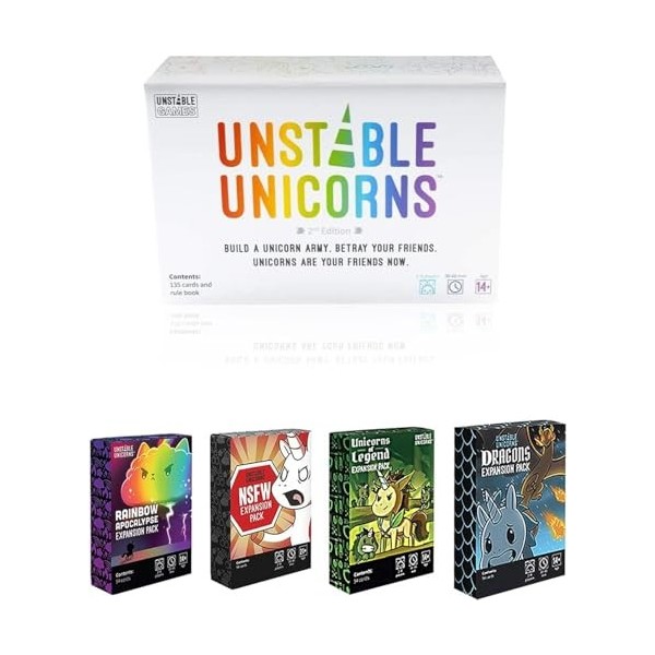 Version mise à niveau Unstable Unicorns Solitaire Jeu de stratégie pour adultes, jeu de société adolescent et jeu de fête, pa