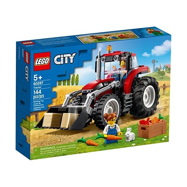 LEGO 60287 City Le Tracteur, Jouet de Construction, Animaux de la Ferme, Figurine de Lapin, Minifigurine Fermier, Idée Cadeau