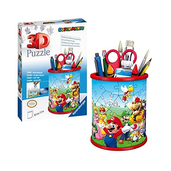 SUPER MARIO Puzzle 3D Sneaker - Ravensburger - Puzzle 3D enfant - sans  colle - Pot a crayons 108 pieces - Des 8 ans