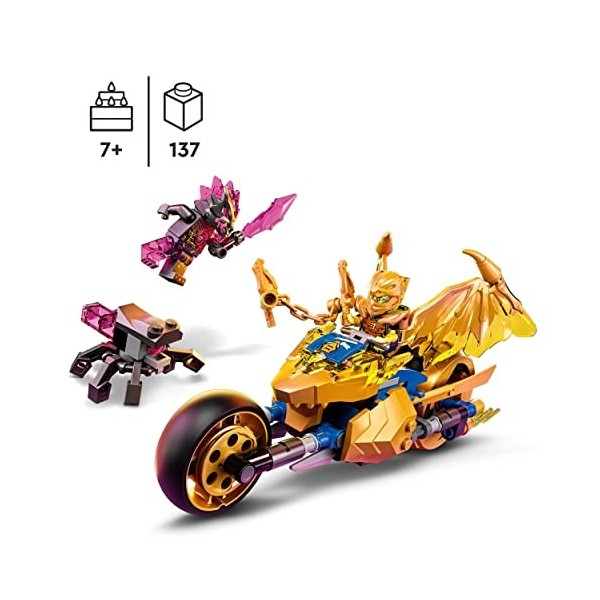 LEGO 71768 Ninjago La Moto Dragon Dâ€™Or De Jay, Jouet avec Véhicule Et Figurine De Dragon, Idée Cadeau Anniversaire pour Enf