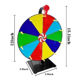 Roue tournante de 30,5 cm avec gomme à sec et marqueur, 10 couleurs Solts Lucky-Win Wheel Game Party Win Wheel fournitures de