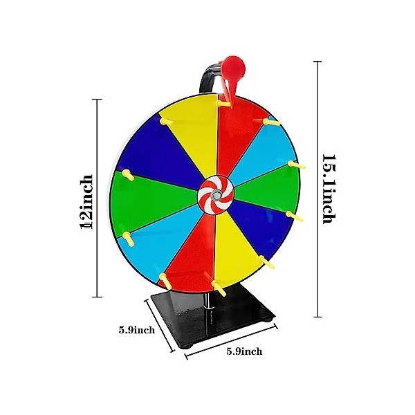 Roue tournante de 30,5 cm avec gomme à sec et marqueur, 10 couleurs Solts Lucky-Win Wheel Game Party Win Wheel fournitures de