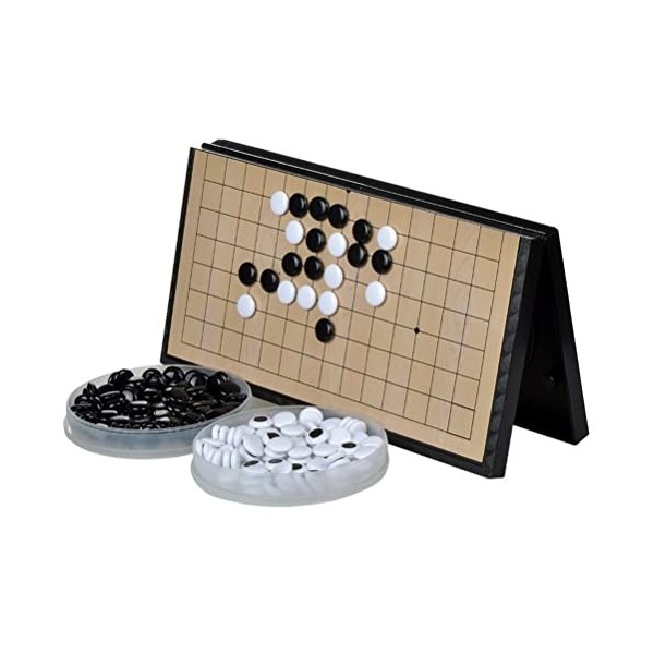 GNMD 1pc magnétique go Jeu Jeu Pliable Cinq dans Une Ligne de vérificateur Jeu Pliable Portable Noir Blanc gobang Noir Col