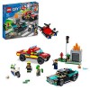 LEGO 60319 City Fire Le Sauvetage des Pompiers et La Course-Poursuite de La Police, Jouet Voiture, Camion et Moto, pour Garço