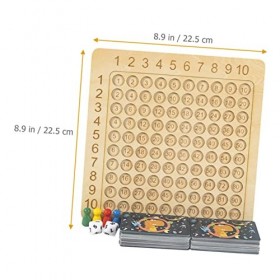 Toyvian 3 Pièces Jeu De Multiplication De Dés Plateau De Comptage Échiquier en Bois Outil Carton en Bois Planche dapprentiss