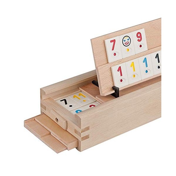 WOODTASTIC Jeu de Rummy Medias - Ensemble Rummy Cup en Bois - Jeu de Plateau de Haute Qualité avec 106 Tuiles Robustes et Élé