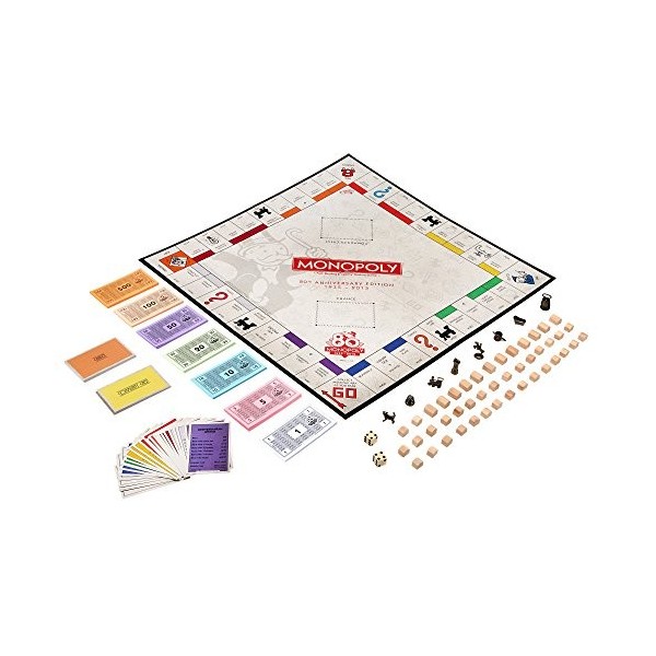 Hasbro Monopoly Famille Jeu de société – 80 Ans Anniversary Edition avec jetons à Travers Les Décennies