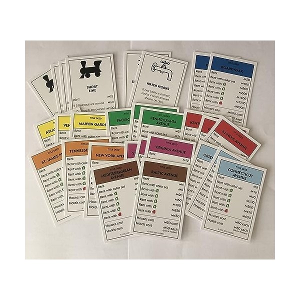 Hasbro Monopoly Card Pack Deeds/Titles, Chance, Community Chest - New Monopoly Currency Symbol