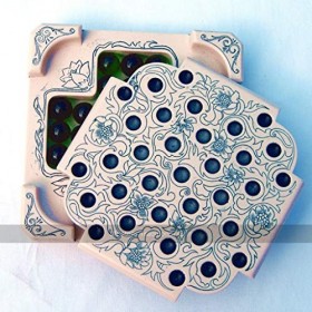 Masters Traditional Games Solitaire Set - Compact 5-inch Solitaire Game with Glass Marbles - Luxury Solitaire Set - Travel Ga