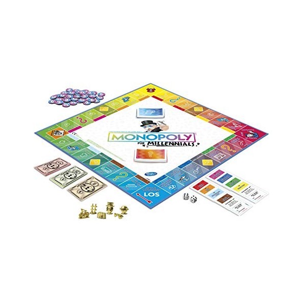 Hasbro - E4989100 - Monopoly Millennial - Jeu de Planchettes familiales pour 2 à 4 joueurs - Version Allemande