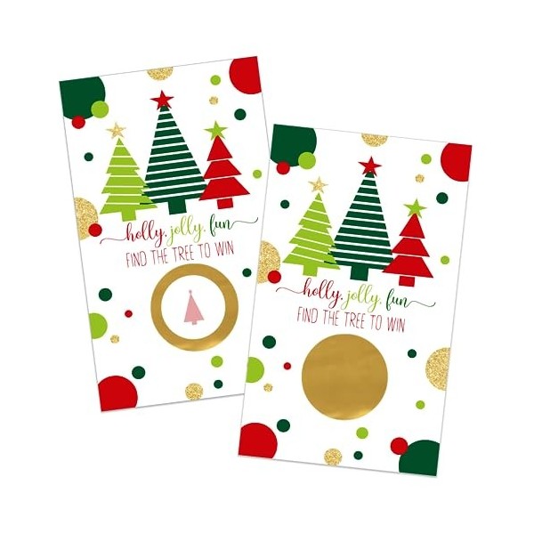 Jolly Trees Lot de 30 cartes de jeu à gratter pour fête de Noël pour adultes, billets de tombola pour dessins de prix de grou