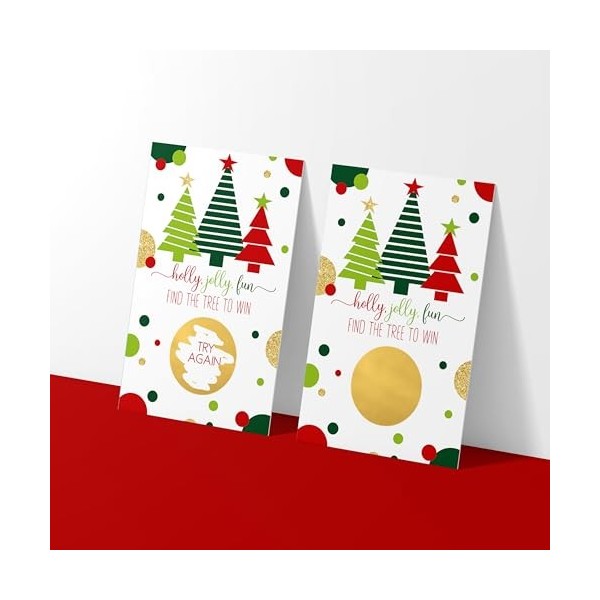 Jolly Trees Lot de 30 cartes de jeu à gratter pour fête de Noël pour adultes, billets de tombola pour dessins de prix de grou