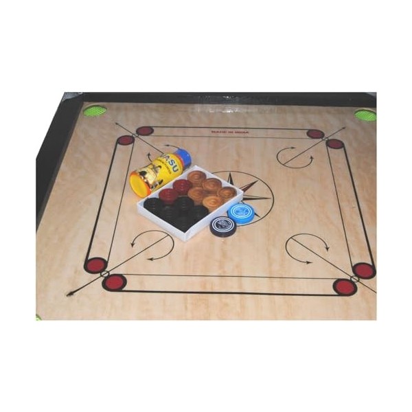 Terrapin Trading Ltd Apex Planche de Carrom en Bois Indien Pas Pleine Taille 50 x 50 cm avec Accessoires