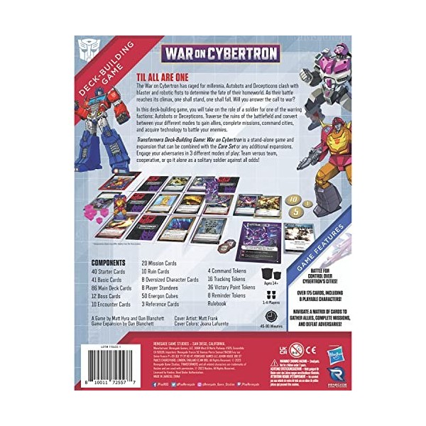 Transformers Deck-Building Game: War On Cybertron - Jeu autonome et extension, à partir de 14 ans, 1 à 4 joueurs, 45 à 90 min