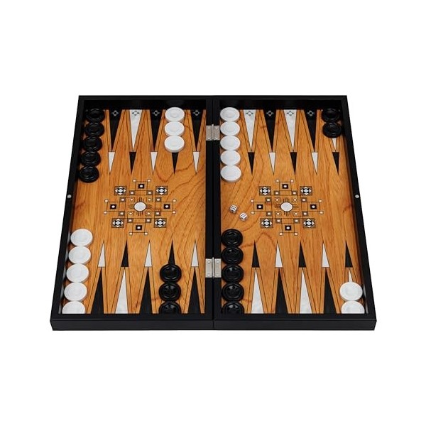 HBS GAMES Zebra Illusions Design Backgammon Limited Edition Stratégie Jeu de société Jeu de dés 48 cm en bois avec pions acry