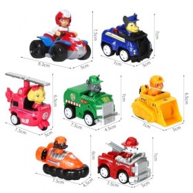 7 Pièce Figurines Dog avec Ensemble de Véhicules, Véhicules Jouet pour Enfants Coffret de Véhicules, Véhicule avec Fonctions 