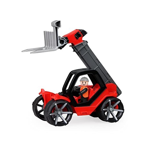 LENA- TRUXX Pompiers, env. 28 cm, Camion échelle Pliable, Lance à Eau et Figurine Mobile, Enfants à partir de 2 Ans, véhicule