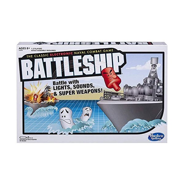 Hasbro A3846 Battleship Electronic with Carry Case - Naval Combat Game - 1 to 2 Players - Strategy Board Games - Ages 8+,Blac