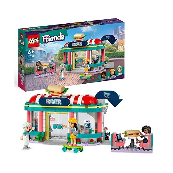 LEGO 41728 Friends Le Snack du Centre-Ville, Jouet Enfants, Filles et Garçons Dès 6 Ans, avec Mini-Poupées Liane, Aliya et Re