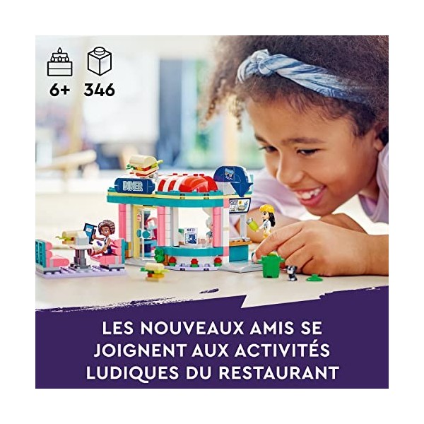 LEGO 41728 Friends Le Snack du Centre-Ville, Jouet Enfants, Filles et Garçons Dès 6 Ans, avec Mini-Poupées Liane, Aliya et Re