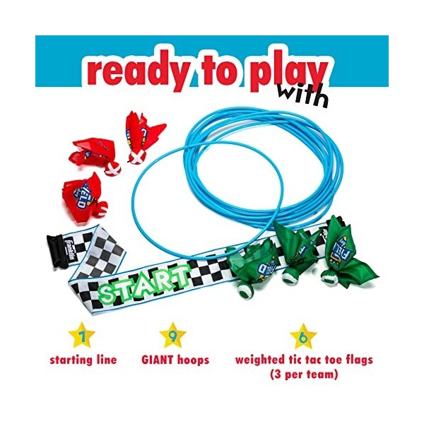 Franklin Field Day Deluxe Tic Tac Toe Racing for Kids and Adults - Perfect for Backyard Play - Includes 9 Play Space Hoops, 6