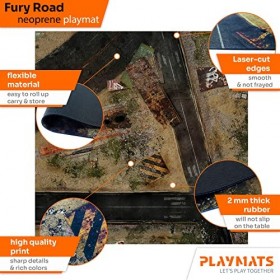 PLAYMATS- Gaslands Bataille, Jeu, Tapis en Caoutchouc, A025-R-gl, Fury Road, 36" x 36" / 91,5 cm x 91,5 cm