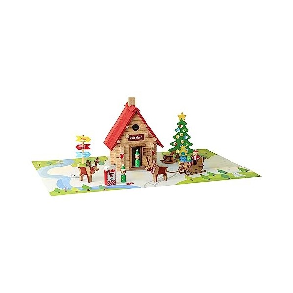 Jeujura - Le Chalet de Noël - 90 pièces - Jeux de Construction dans sa valise en carton - A partir de 5 ans - Agilité - Créat