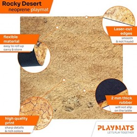PLAYMATS- Tanks Bataille, Jeu, Tapis en Caoutchouc, A020-R-tanks, Rocky Desert, 36" x 36" / 91,5 cm x 91,5 cm