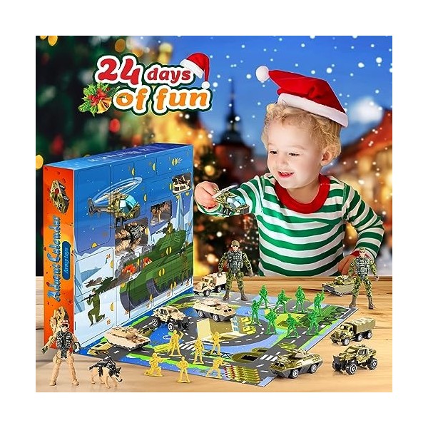 Tsokize Calendrier de Lavent 2023, Cadeau de Noel Enfant Figurine Militaire Jouet Enfant 2 3 4 5 6 7 8 Ans Garçon Petite Voi