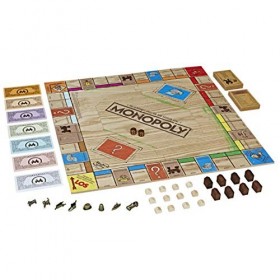 Monopoly Rustic, édition spéciale en bois, le classique des jeux de société, exclusif à Amazon allemand 